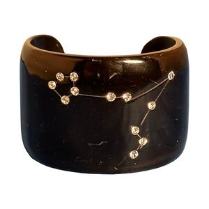 Elegant Black Cuff Bracelet with Crystal Accents